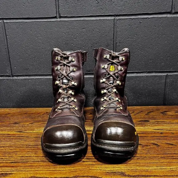 Caterpillar P90780 Brown Leather Steel Toe Work Boots Men’s 13
