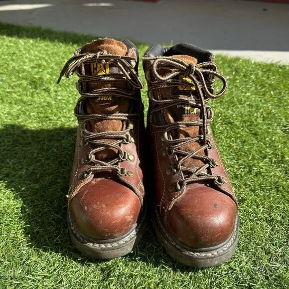 Caterpillar Steel Toe Boots Mens 6.5 Alaska FX Leather Hiker Techni Flex P89370