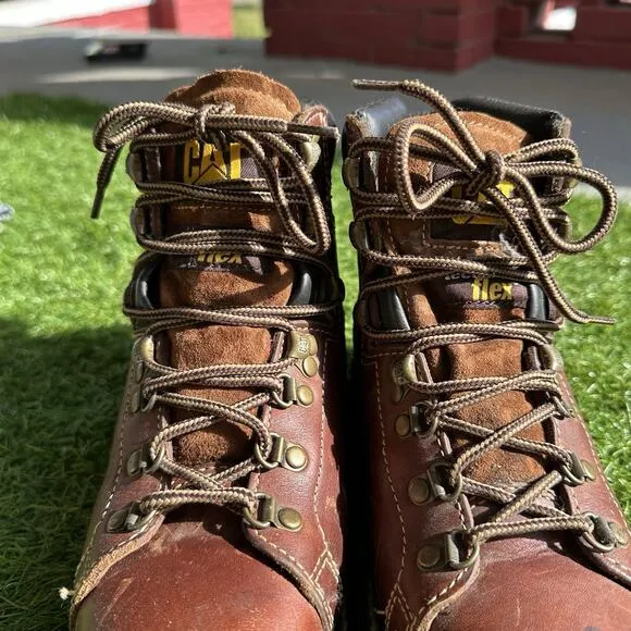 Caterpillar Steel Toe Boots Mens 6.5 Alaska FX Leather Hiker Techni Flex P89370