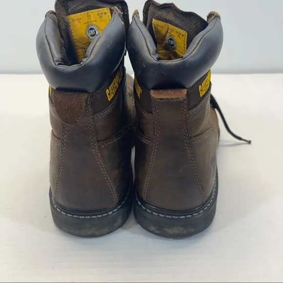 Caterpillar Steel Toe Work Boots Leather Lace Up Brown Sz 12