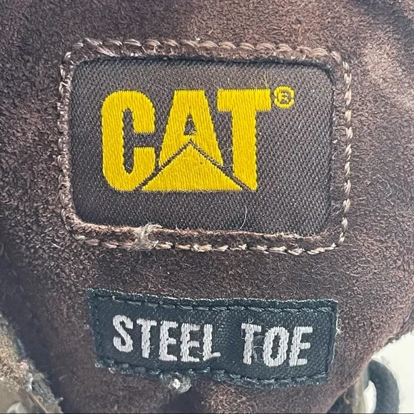 Caterpillar Steel Toe Work Boots Leather Lace Up Brown Sz 12