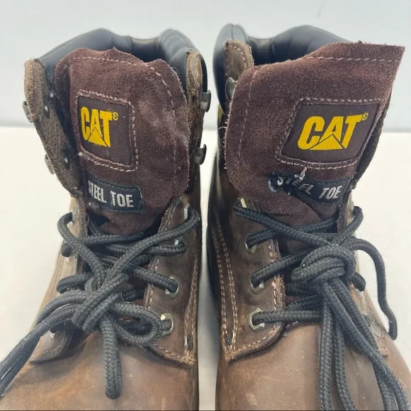 Caterpillar Steel Toe Work Boots Leather Lace Up Brown Sz 12