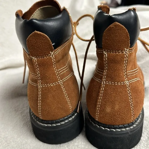 Cat's Paw Steel Toe Leather/ Suede Work Boots, ,Size 7.5 Lace Up High Tops NWOT