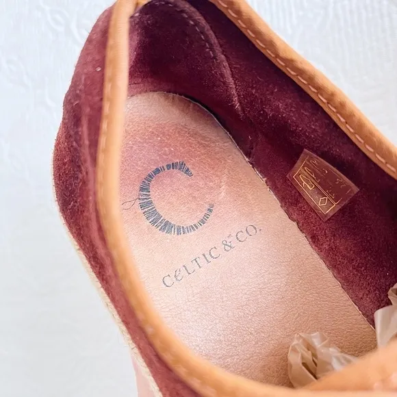 Celtic &amp; Co • Luxe Espadrille Pumps sneaker platform rust suede leather jute