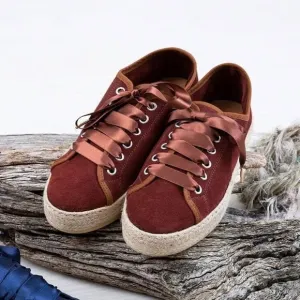 Celtic &amp; Co • Luxe Espadrille Pumps sneaker platform rust suede leather jute