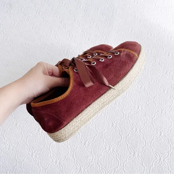 Celtic &amp; Co • Luxe Espadrille Pumps sneaker platform rust suede leather jute