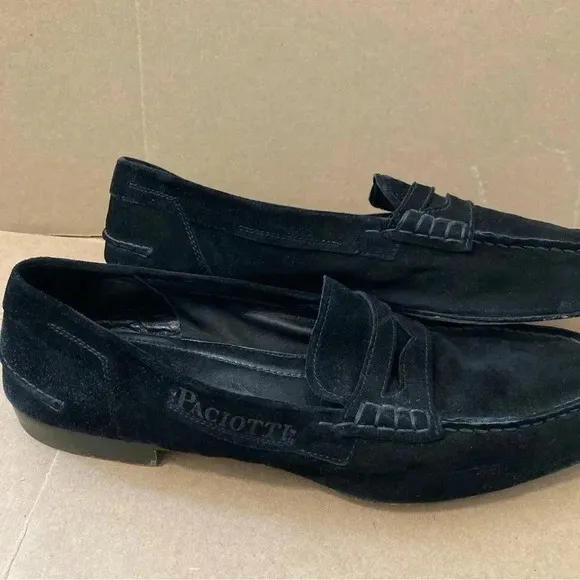 CESARE PACIOTTI SOFT SUEDE LOAFERS ITALIAN DESIGNER‎ MENS SHOES BLACK SZ UK 6.5