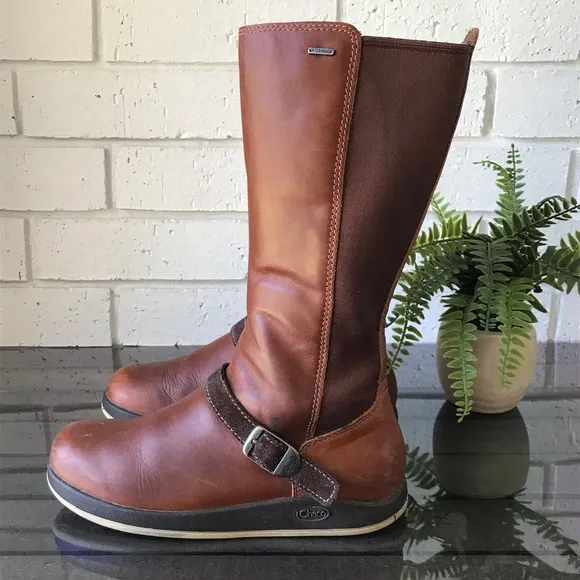 Chaco Mara Waterproof Mocha Bisque Leather Boots J150108 Women's Size 6