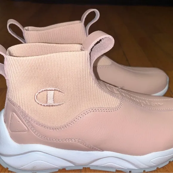 Champion Pink and White High-Top Sneakers