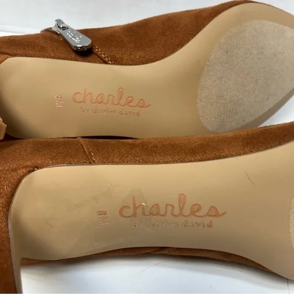 Charles David tan or  camel color ankle pointy toe boots size 8
