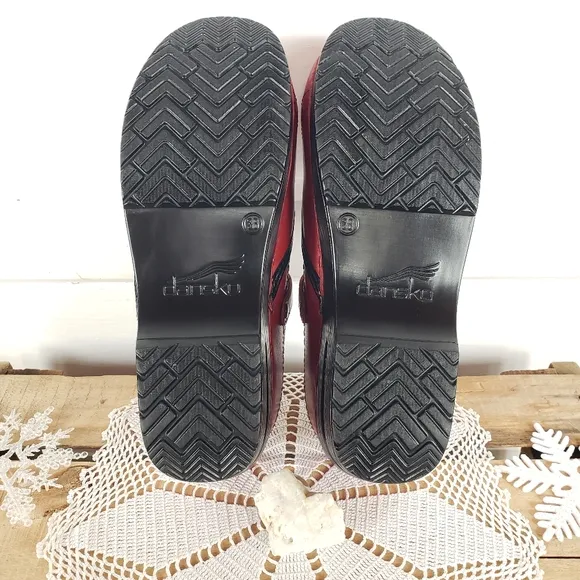 Cherry🍒Red Dansko Pro Marcelle Mary Jane Marah Strappy Buckle Clogs Boho 7.5-8