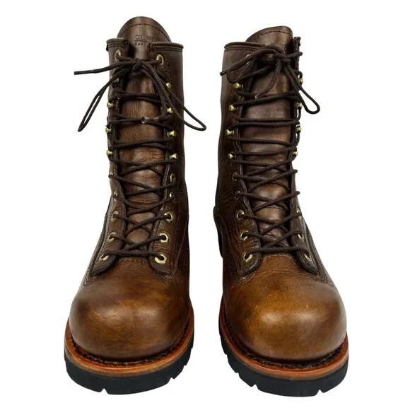 Chippewa 73100 Men’s 12W Waterproof Logger Work Boots Vibram Sole Brown Leather