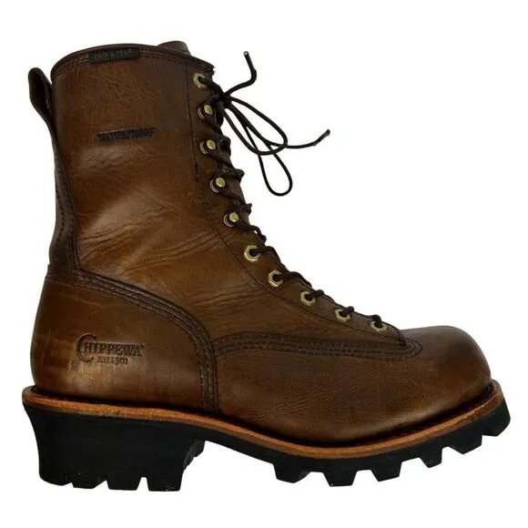 Chippewa 73100 Men’s 12W Waterproof Logger Work Boots Vibram Sole Brown Leather