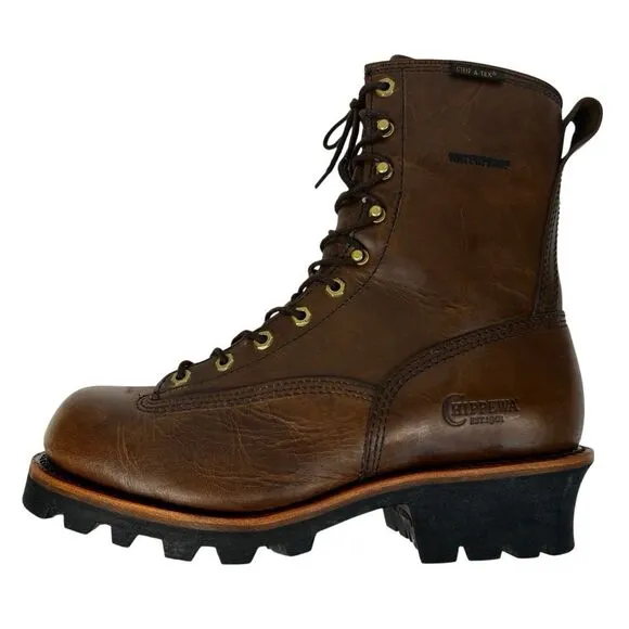 Chippewa 73100 Men’s 12W Waterproof Logger Work Boots Vibram Sole Brown Leather