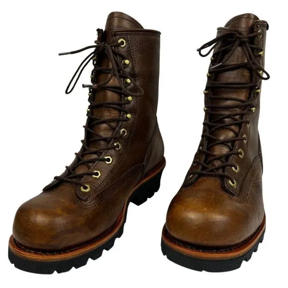 Chippewa 73100 Men’s 12W Waterproof Logger Work Boots Vibram Sole Brown Leather