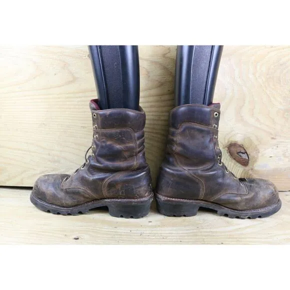 Chippewa Boots Mens 13E Brown Leather Supper Logger 400g Steel Toe DNA 9&quot; 59405