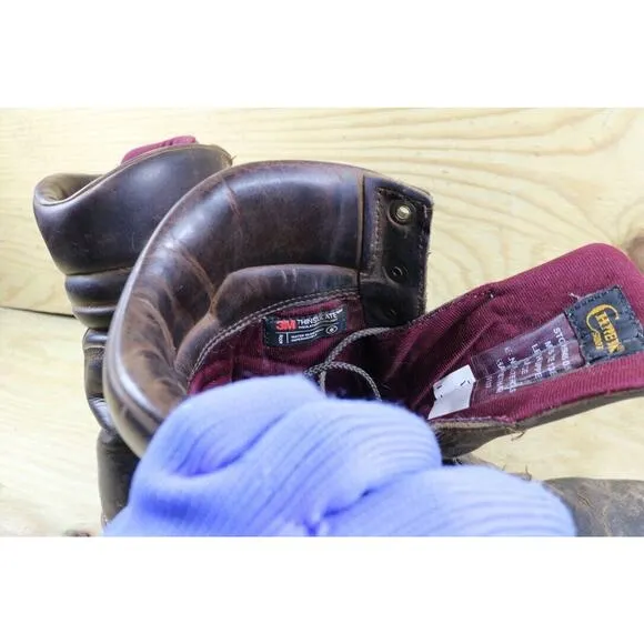Chippewa Boots Mens 13E Brown Leather Supper Logger 400g Steel Toe DNA 9&quot; 59405
