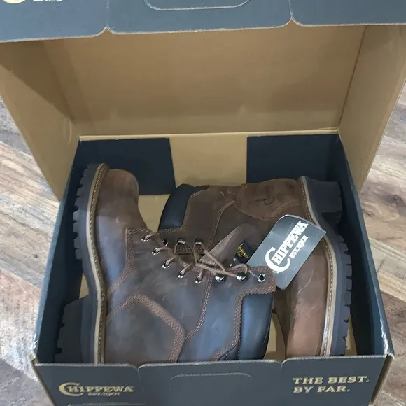 Chippewa NWT hador tough bark 8” oblique steel logger leather boots size…