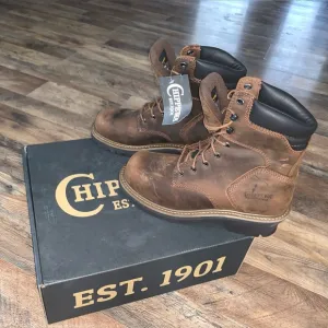 Chippewa NWT hador tough bark 8” oblique steel logger leather boots size…