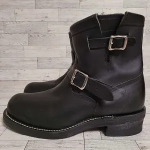 Chippewa Steel Toe Western Black Leather Harness Engineer Biker Boots Size 10.5