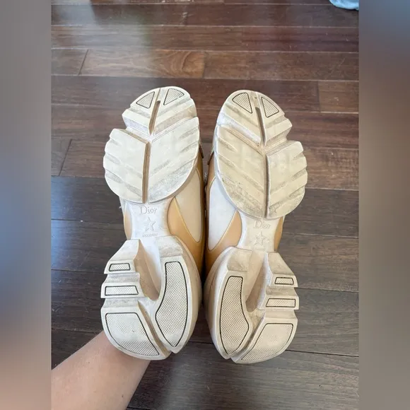 Christian Dior D-Connect Low Top Chunky Sneakers Nude Size US 8.5 Rubber Trim