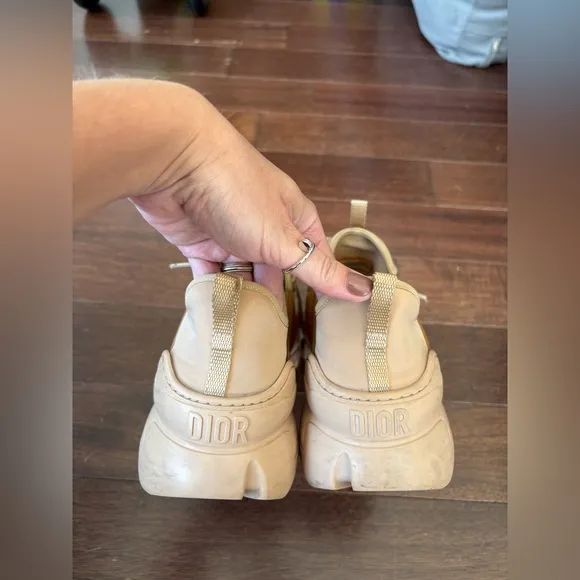 Christian Dior D-Connect Low Top Chunky Sneakers Nude Size US 8.5 Rubber Trim