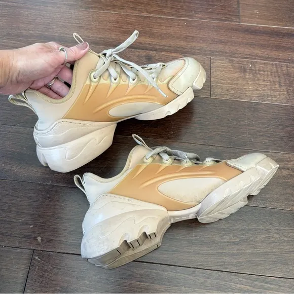Christian Dior D-Connect Low Top Chunky Sneakers Nude Size US 8.5 Rubber Trim