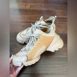 Christian Dior D-Connect Low Top Chunky Sneakers Nude Size US 8.5 Rubber Trim