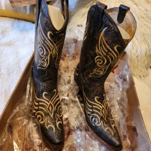 Circle G Coral Distressed Leather Snip Toe Embroided Cowgirl Boots New