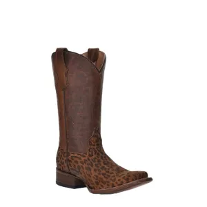 Circle G¬Æ Youth Leopard Print &amp; Saddle Tan Square Toe Boots