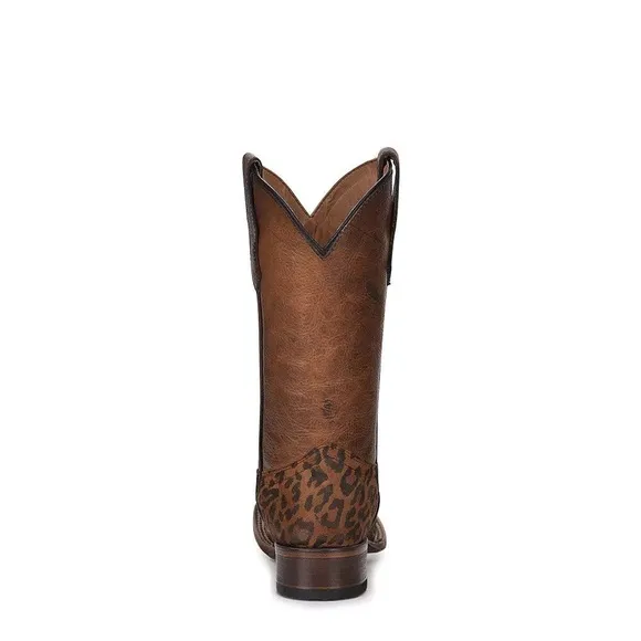 Circle G¬Æ Youth Leopard Print &amp; Saddle Tan Square Toe Boots