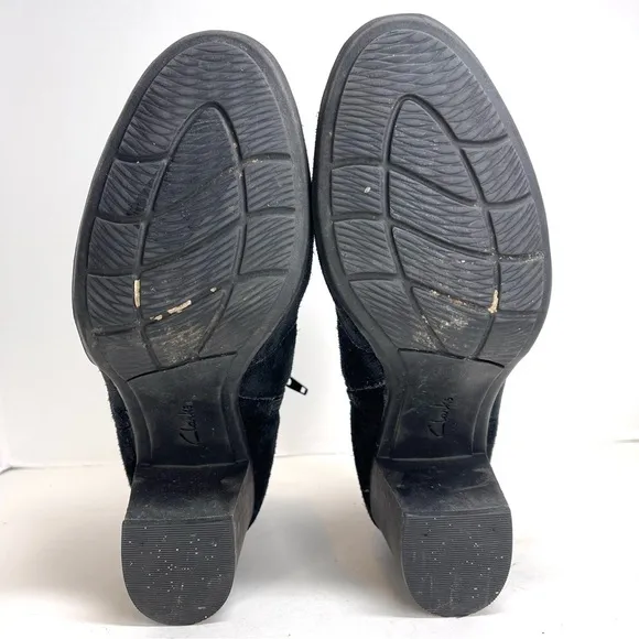 Clark’s Collection Women’s Enfield Senya Ankle Boot Black Suede Comfort Size 10M