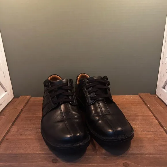 Clarks Ortholite Mens 14885 Black Leather Ankle Work Boots Shoes Size 9M