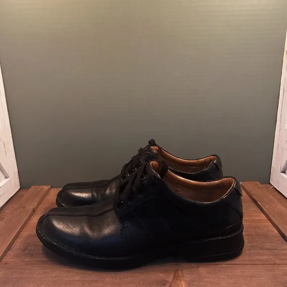 Clarks Ortholite Mens 14885 Black Leather Ankle Work Boots Shoes Size 9M
