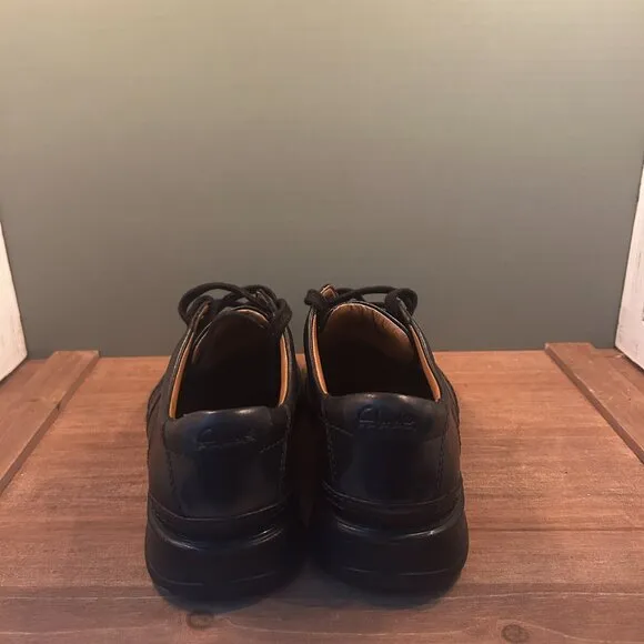 Clarks Ortholite Mens 14885 Black Leather Ankle Work Boots Shoes Size 9M