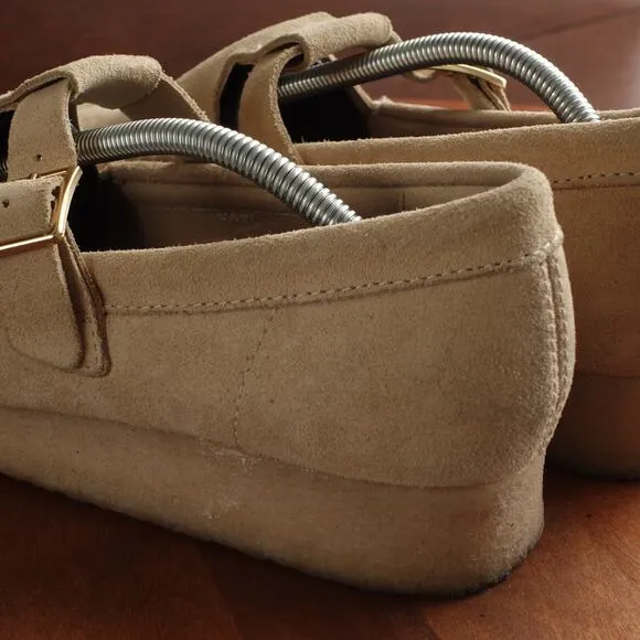 Clarks Shoes Womens SZ 9 Beige Originals Wallabee T-Bar Mary Jane Suede Comfort