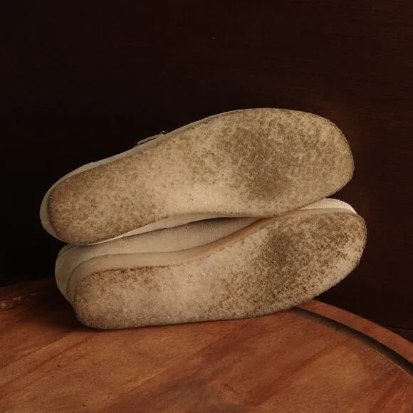 Clarks Shoes Womens SZ 9 Beige Originals Wallabee T-Bar Mary Jane Suede Comfort