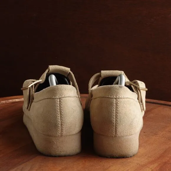Clarks Shoes Womens SZ 9 Beige Originals Wallabee T-Bar Mary Jane Suede Comfort