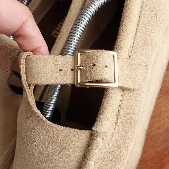 Clarks Shoes Womens SZ 9 Beige Originals Wallabee T-Bar Mary Jane Suede Comfort