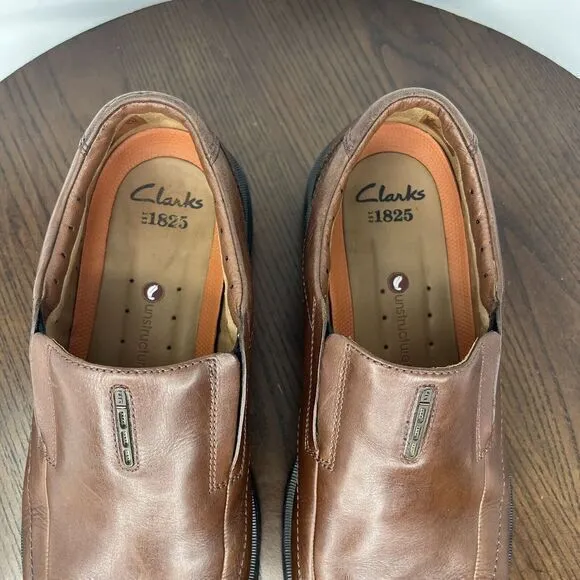 Clarks Unstructured Loafer Shoes Men Size‎ 10.5 Brown Leather Unsheridan Comfort