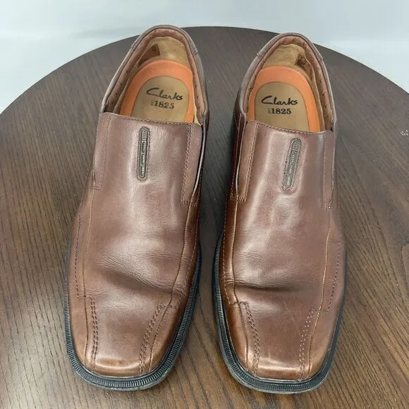 Clarks Unstructured Loafer Shoes Men Size‎ 10.5 Brown Leather Unsheridan Comfort