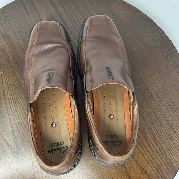 Clarks Unstructured Loafer Shoes Men Size‎ 10.5 Brown Leather Unsheridan Comfort