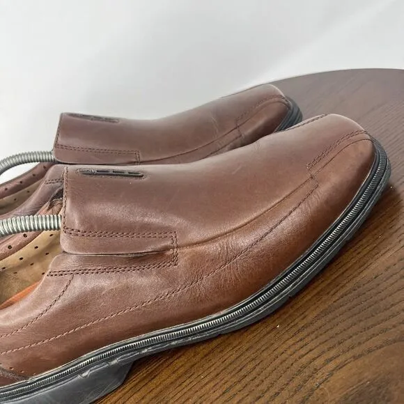Clarks Unstructured Loafer Shoes Men Size‎ 10.5 Brown Leather Unsheridan Comfort
