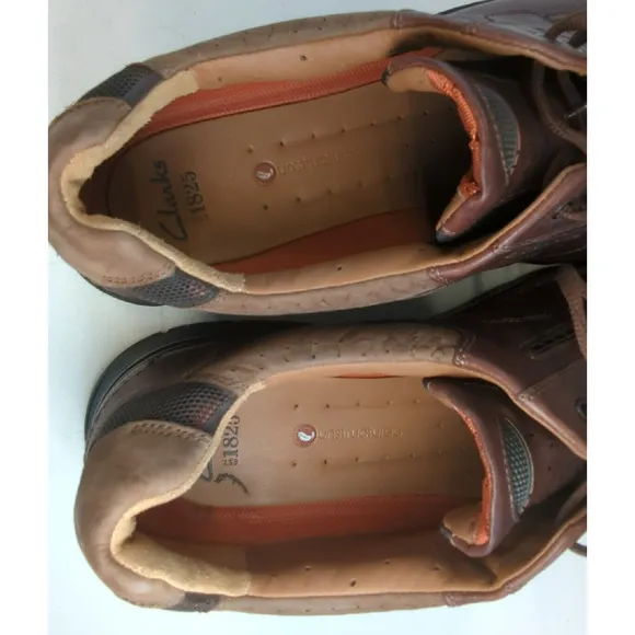 Clarks Unstructured Un.Bend Oxford Brown Leather Casual Shoes Comfort Mens 17 M