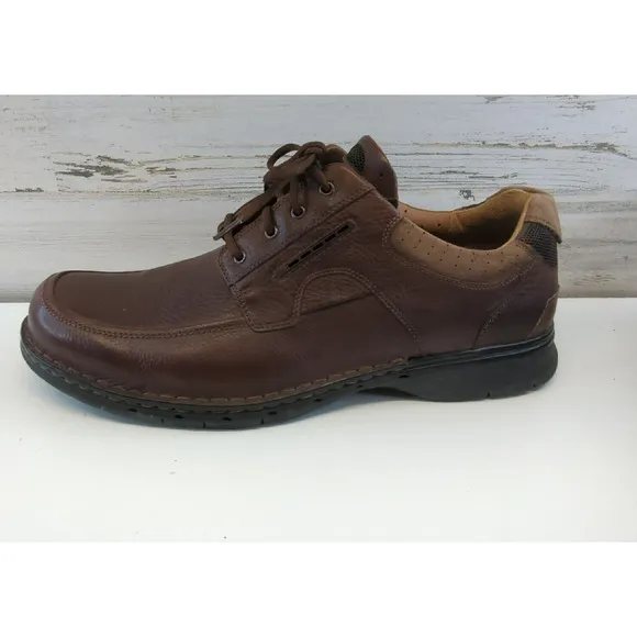 Clarks Unstructured Un.Bend Oxford Brown Leather Casual Shoes Comfort Mens 17 M