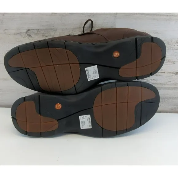 Clarks Unstructured Un.Bend Oxford Brown Leather Casual Shoes Comfort Mens 17 M