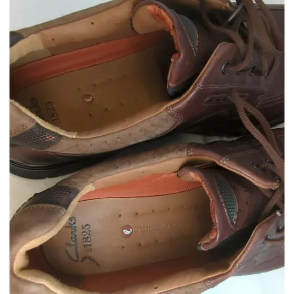 Clarks Unstructured Un.Bend Oxford Brown Leather Casual Shoes Comfort Mens 17 M