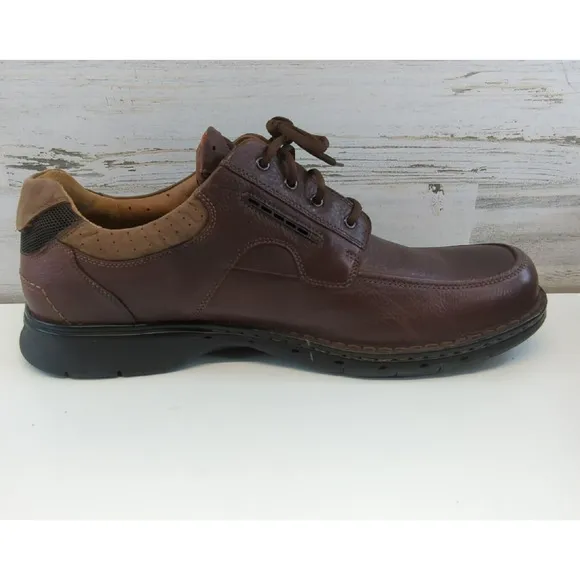 Clarks Unstructured Un.Bend Oxford Brown Leather Casual Shoes Comfort Mens 17 M