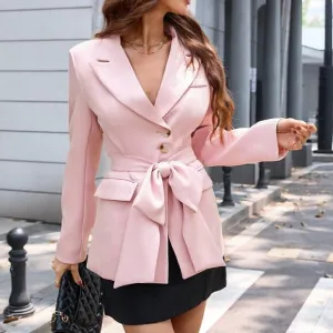 Classic Elegant Women's Suit Jacket Pink