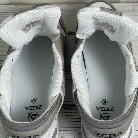 CLEAN Size 10 Hands-free Zeba Walking Sneakers White Sand Grey Comfort Suede